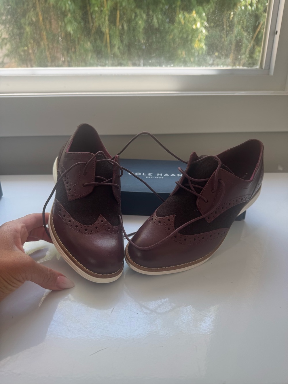 Cole Haan Dark Burgundy and White OriginalGrand WTip Shoes